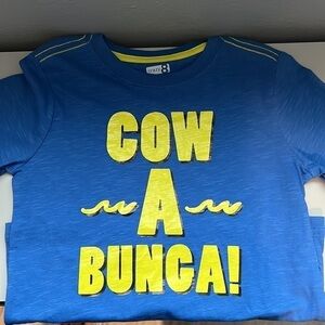 Blue “Cow A Bunga” shirt, kids 5T